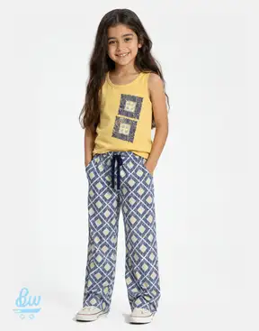 Junior Girls’ 2-Piece Cotton Summer Geometric Pajama Set – 20408