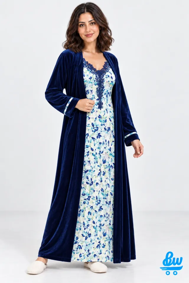 روب Pineapple Home Wear حريمي قطعتين شتوي قطيفة - 3045