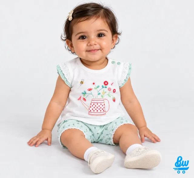طقم Tia Kids بناتي بيبي صيفي قطن قطعتان - 280